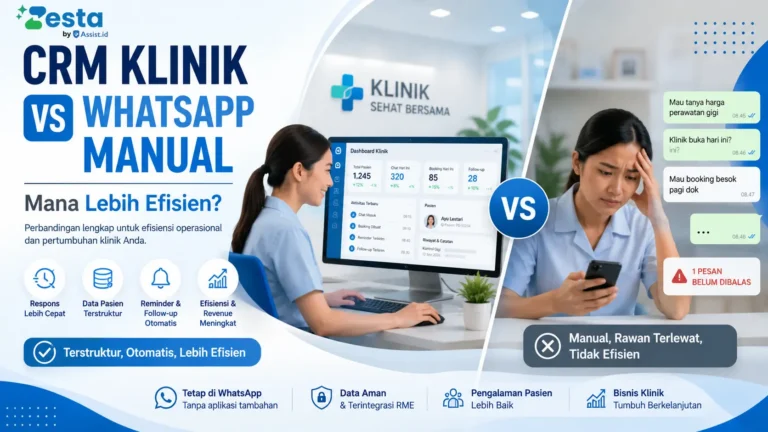 Perbandingan CRM klinik vs WhatsApp manual untuk efisiensi operasional klinik