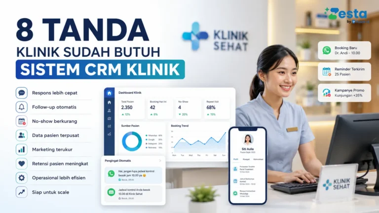 ilustrasi sistem CRM klinik menggantikan proses manual front office dan admin kewalahan