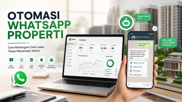 Otomasi WhatsApp properti untuk membalas chat calon pembeli di kantor pemasaran