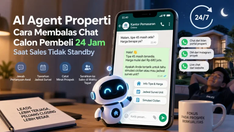 AI agent properti membalas chat calon pembeli di WhatsApp selama 24 jam