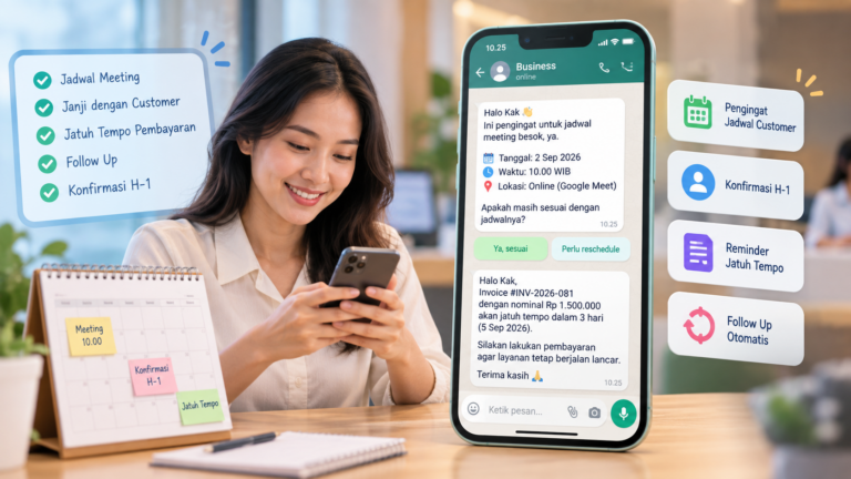 reminder WhatsApp otomatis untuk mengurangi jadwal terlewat dan batal